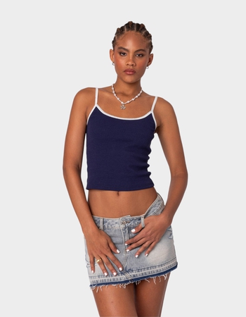 EDIKTED Franky Ribbed Contrast Tank Top Primary Image