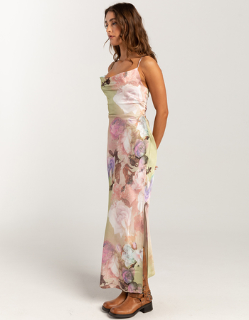 WEST OF MELROSE Printed Satin Womens Maxi Dress