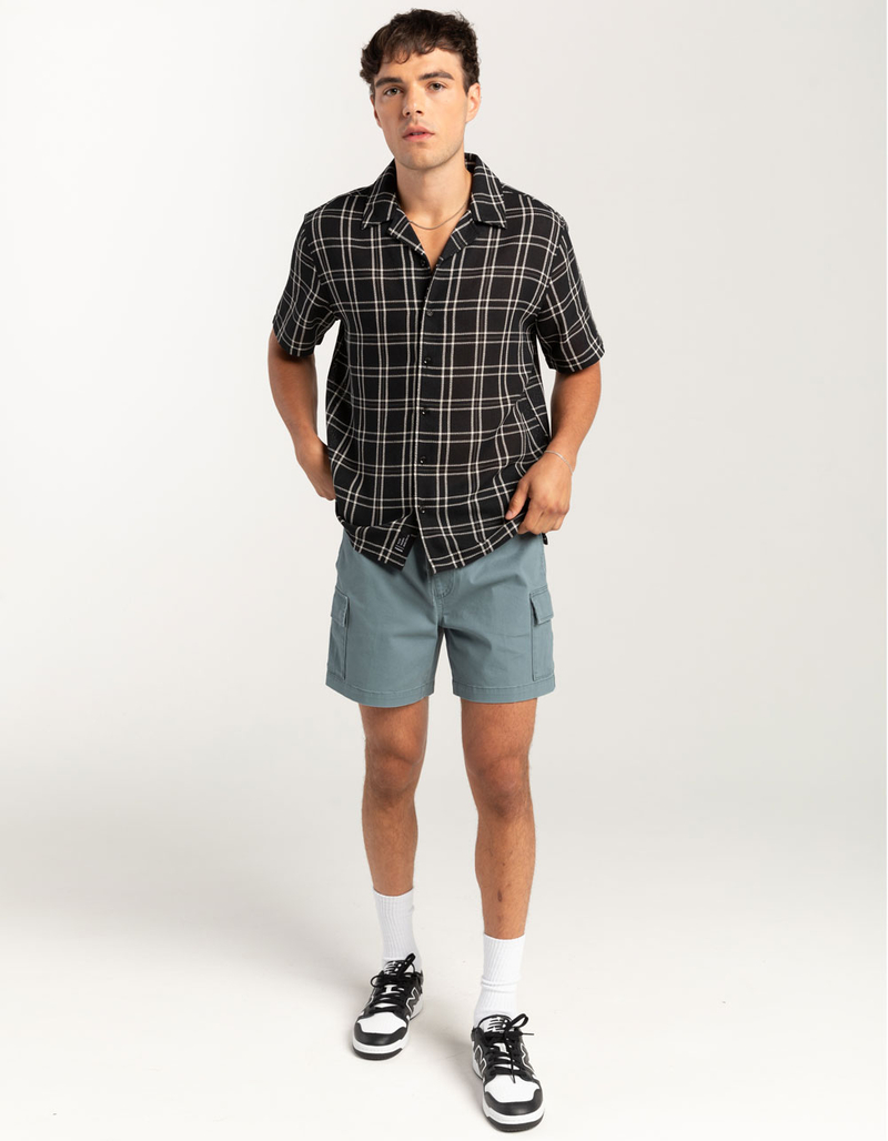 RSQ Mens Texture Plaid Camp Shirt image number 3