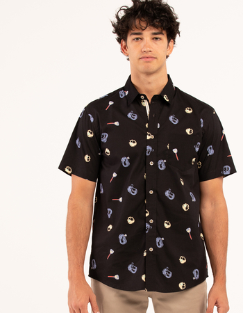 RSQ Mens Ditsy Skull Button Up Shirt