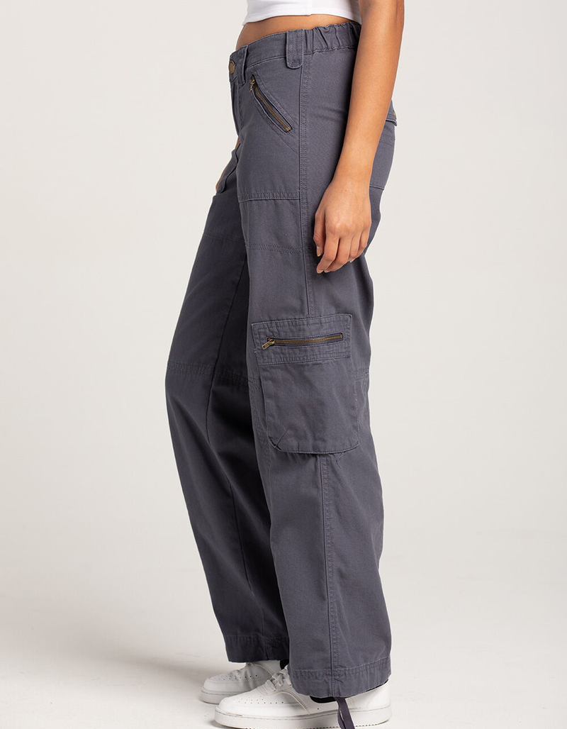 RSQ Womens Low Rise Overdye Cargo Zipper Pants image number 8