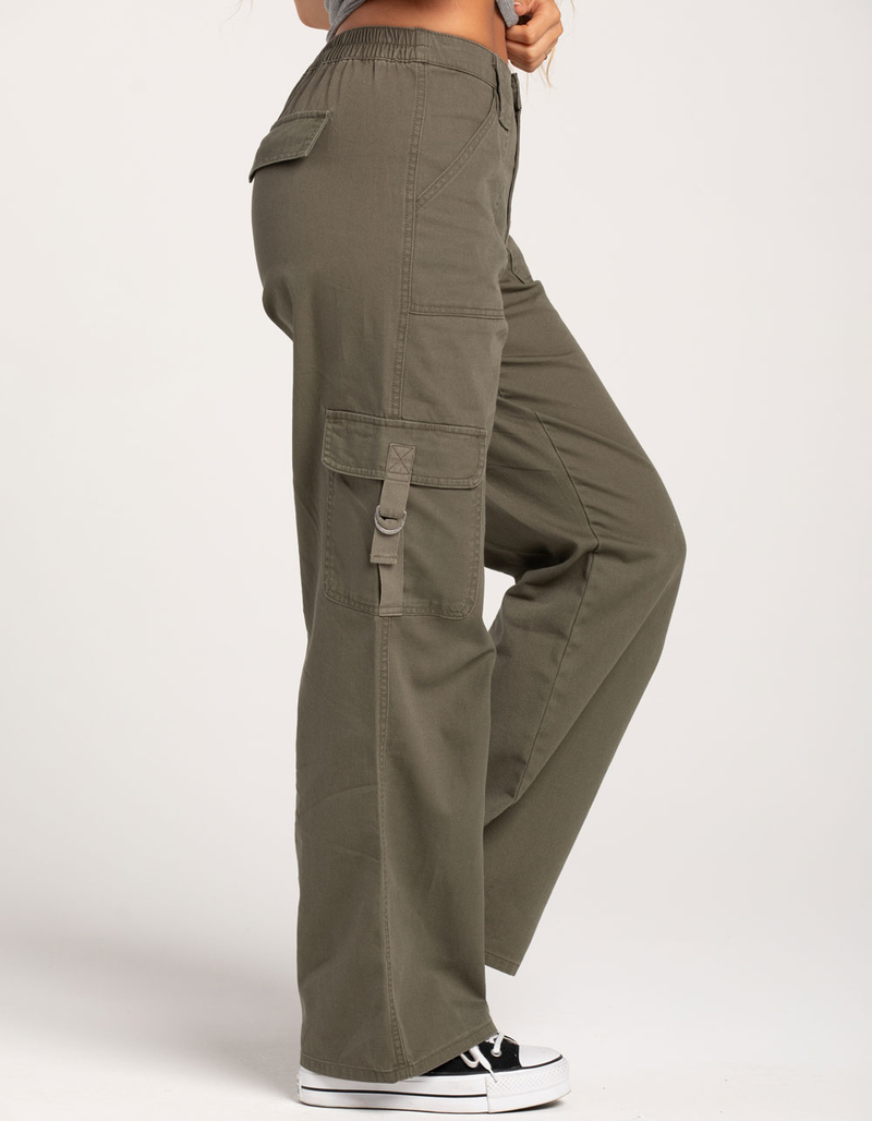RSQ Womens Mid Rise Cargo Tape Pocket Twill Pants image number 2