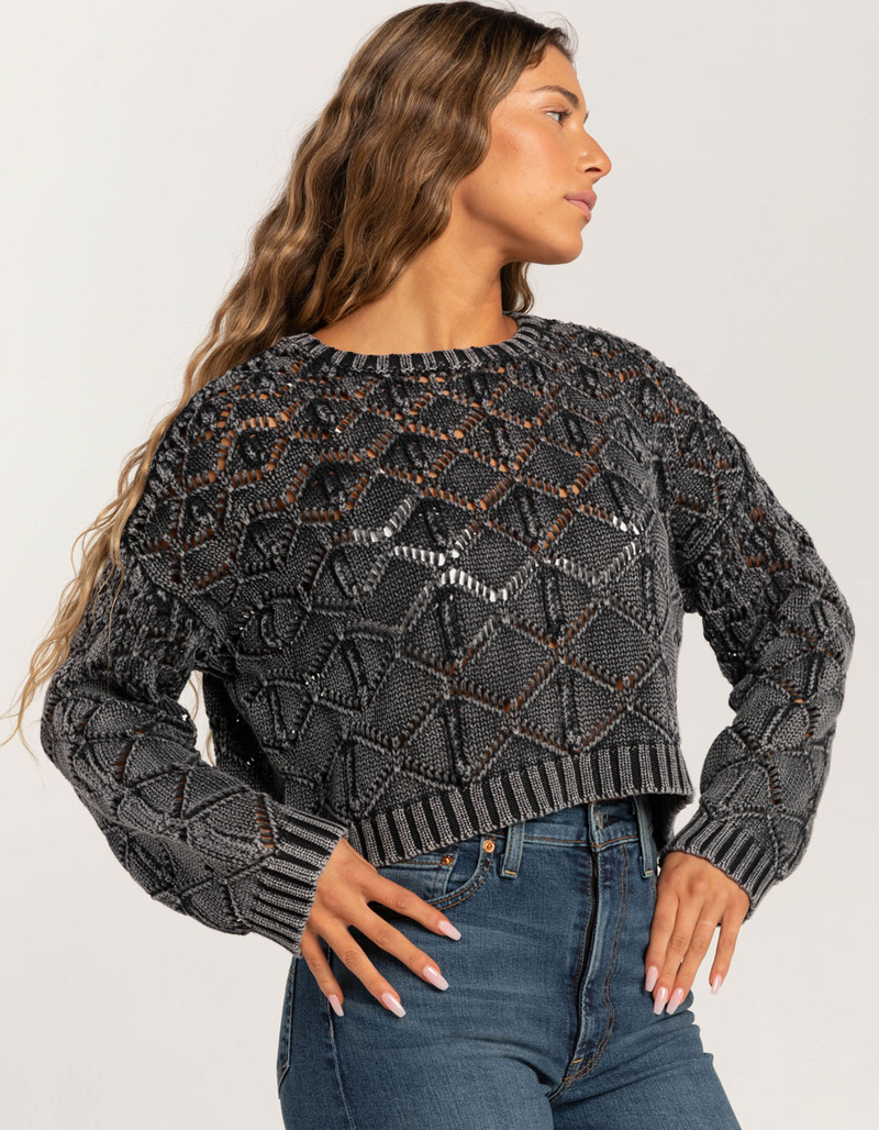 FULL TILT Womens Open Weave Washed Pullover Sweater image number 0