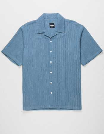 RSQ Mens Textured Denim Button Up Shirt Alternative Image