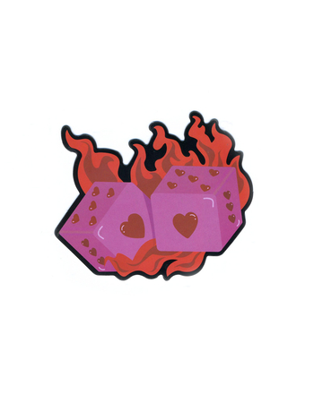 Flaming Dice Sticker