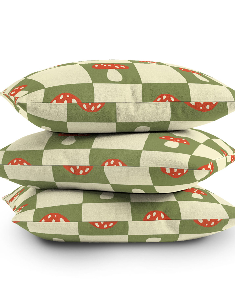 DENY DESIGNS Lane & Lucia Mushroom Checkered 16" x 16" Pillow image number 3