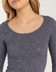 RSQ Womens Seamless Textured Lace Scoop Neck Long Sleeve Tee image number 3