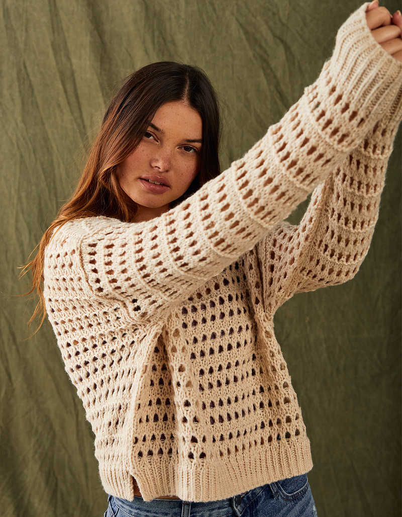 FULL TILT Essentials Open Knit Womens Pullover Sweater image number 0