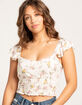 RSQ Womens Ruffle Open Back Floral Smock Babydoll Top image number 2