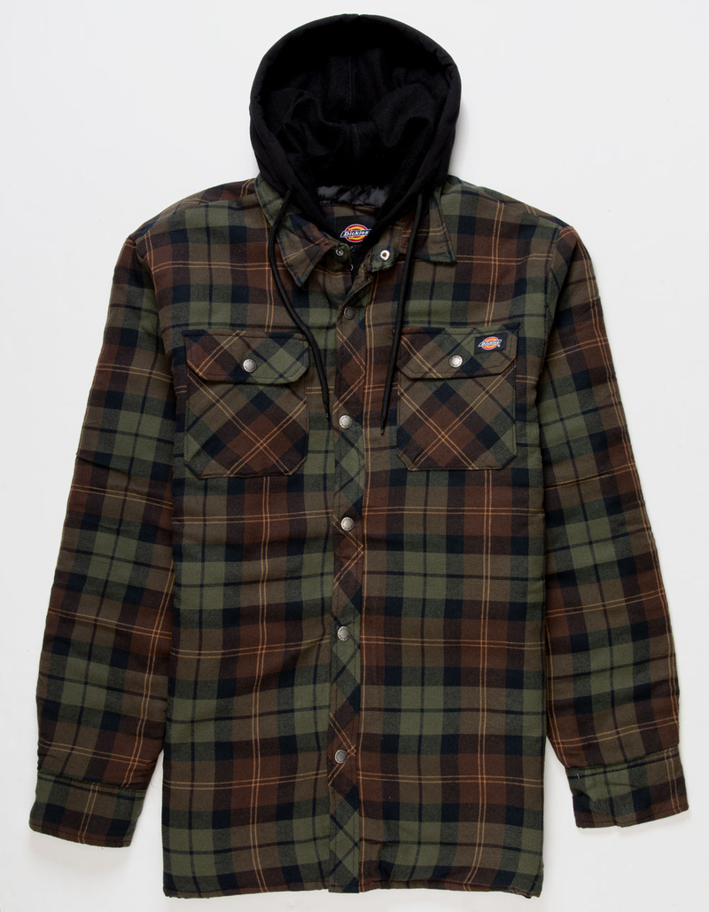 DICKIES Quilted Flannel Hooded Shirt Mens Jacket image number 0
