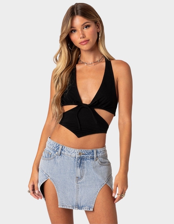 EDIKTED Cady Tie Front Cut Out Top