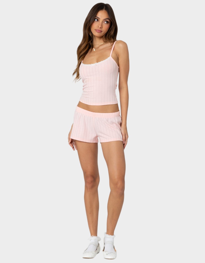 EDIKTED Irene Low Rise Pointelle Micro Shorts image number 1