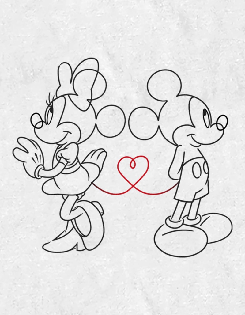 DISNEY Valentines Mickey Minnie Outline Unisex Tee image number 1