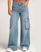 RSQ Womens High Rise Cargo Wide Leg Denim Jeans image number 4