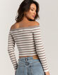 RSQ Womens Stripe Off The Shoulder Long Sleeve Top image number 4