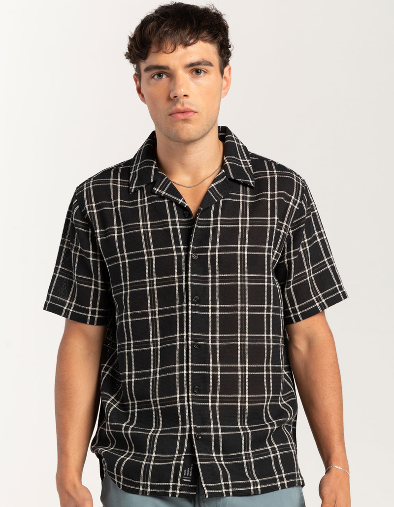 RSQ Mens Texture Plaid Camp Shirt image number 2