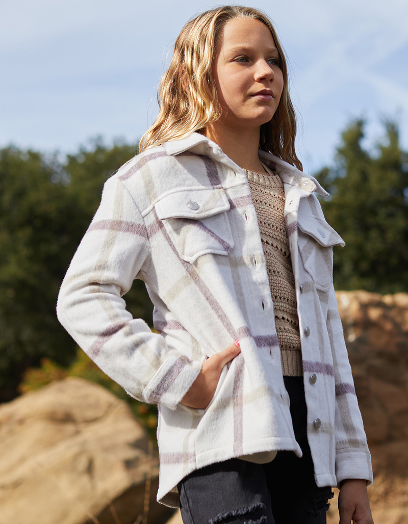 RSQ Girls Plaid Shacket image number 0