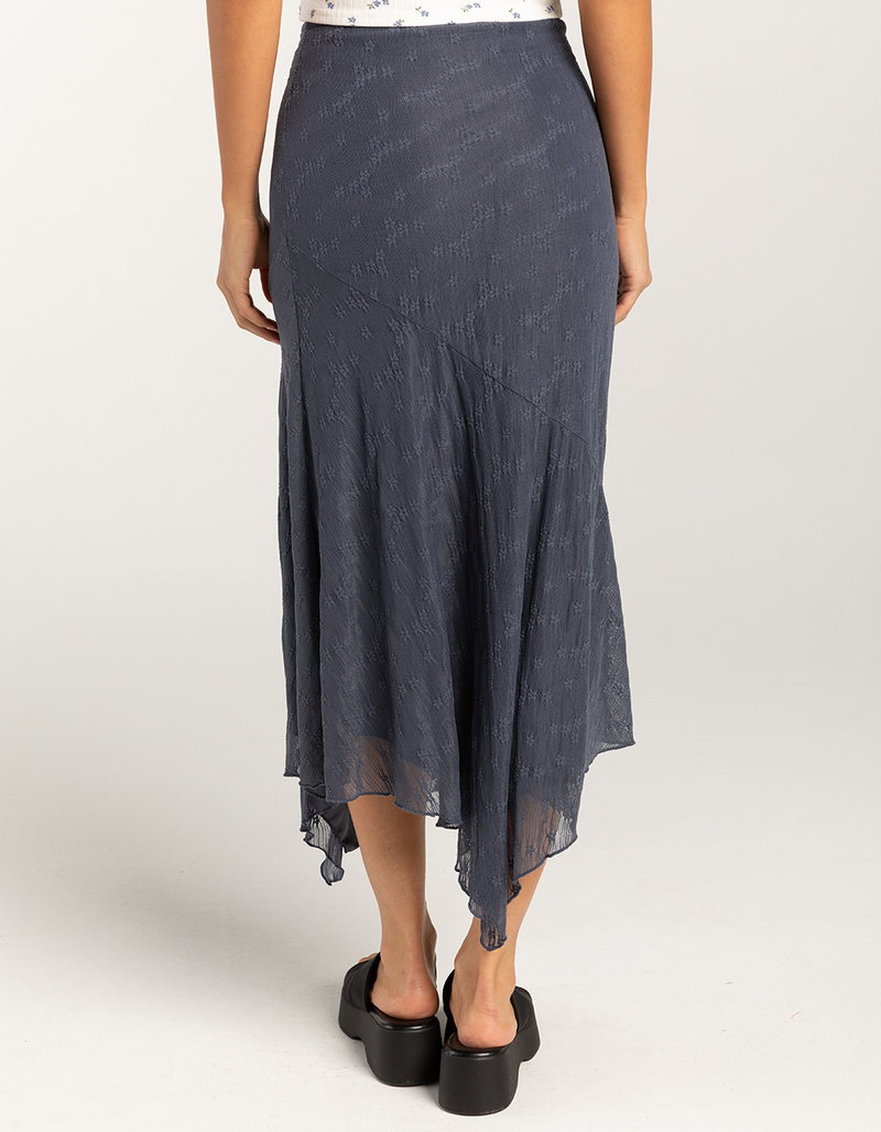FULL TILT Low Rise Asymmetrical Lace Womens Midi Skirt image number 3