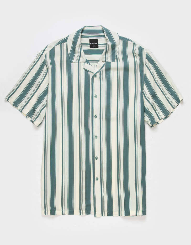 RSQ Mens Stripe Camp Button Up Shirt image number 1