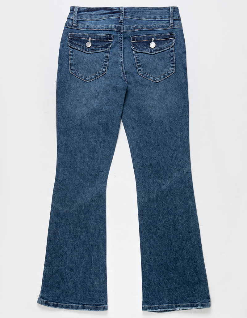 RSQ Girls Mid Rise Flap Pocket Flare Jeans image number 1