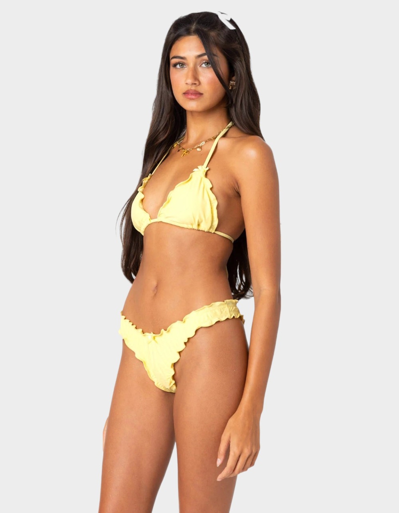 EDIKTED Golden Ruffle Edge Triangle Bikini Top image number 2