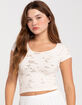 RSQ Womens Seamless Textured Lace Scoop Neck Tee image number 1