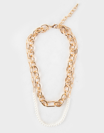 FULL TILT Layered Pearl Chunky Chain Necklace