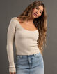 RSQ Womens Sparkle Rib Scoop Neck Womens Sweater image number 2