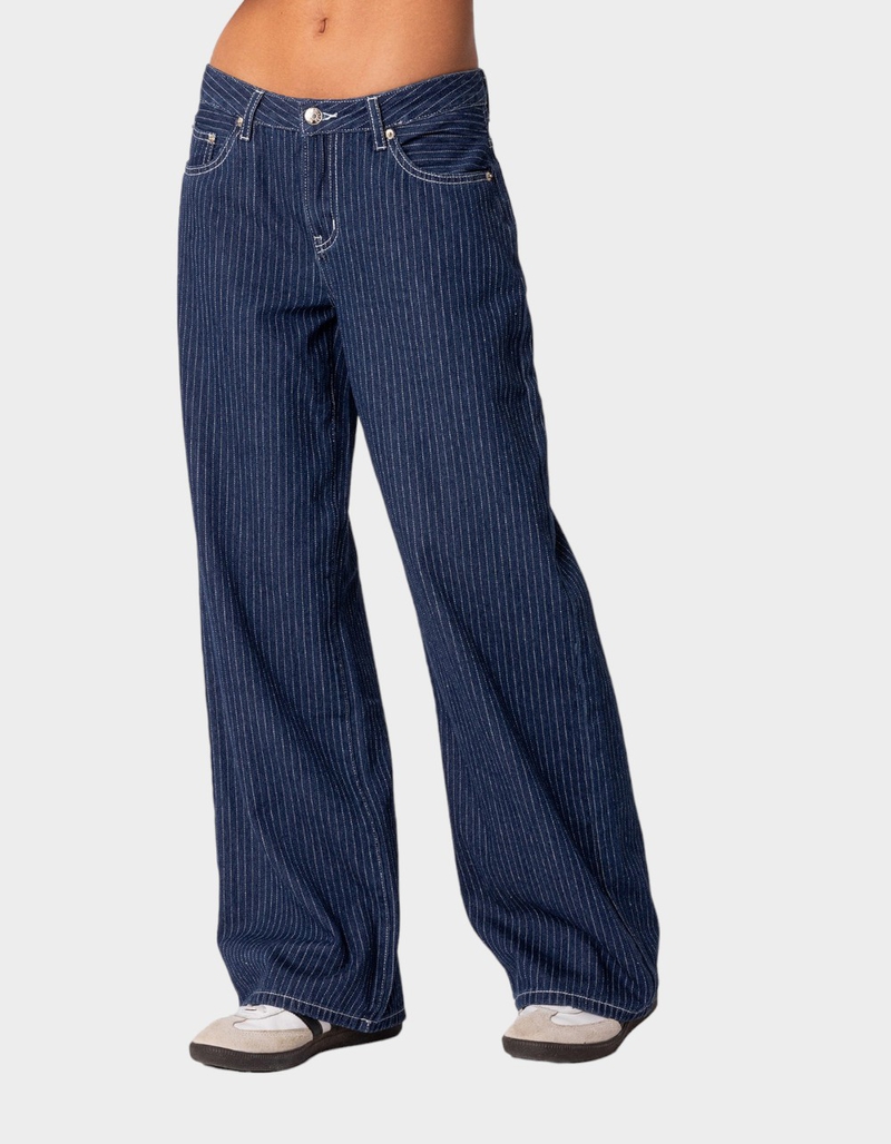 EDIKTED Pinstripe Low Rise Jeans image number 2