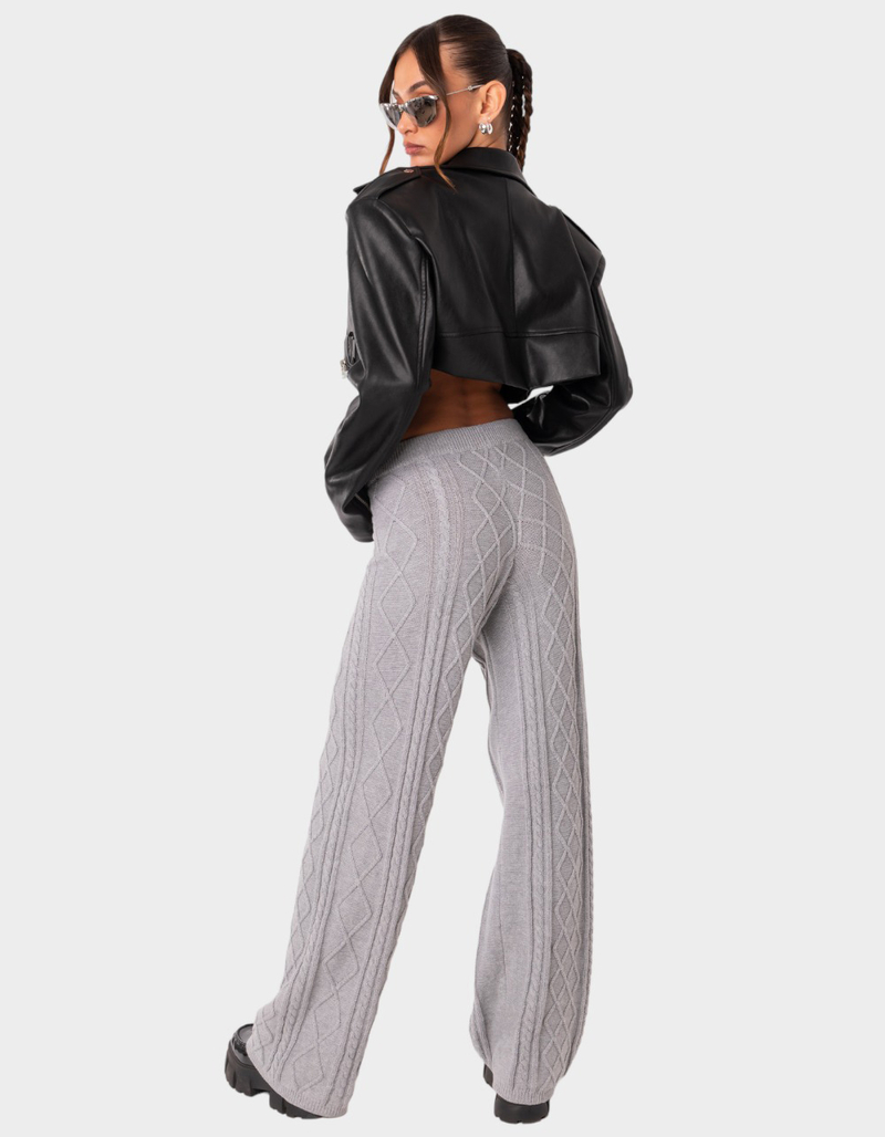 EDIKTED Kasesy Cable Knit Womens Pants image number 3
