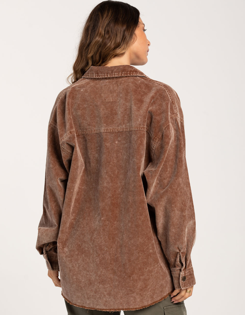 RSQ Womens Washed Raw Edge Corduroy Shacket image number 2