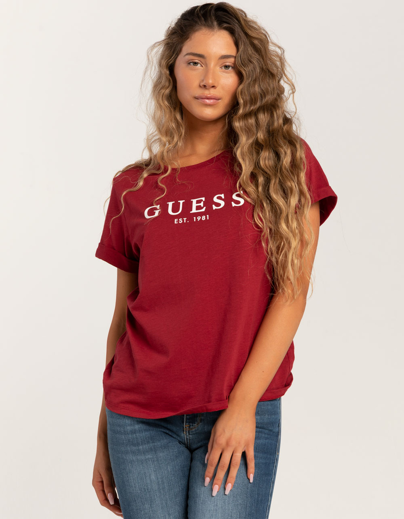 GUESS Eco Cuffed Logo Womens Tee image number 0