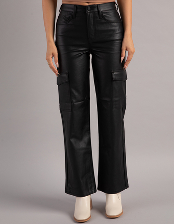 WEST OF MELROSE Faux Leather Womens Cargo Pants
