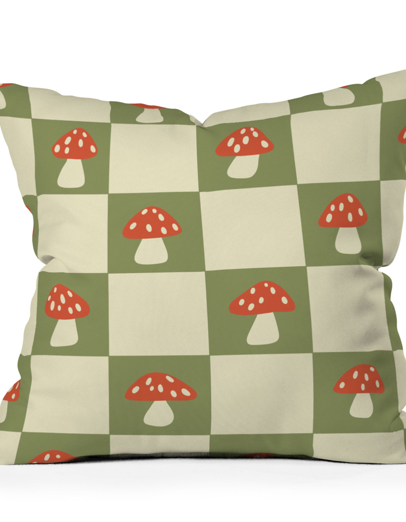 DENY DESIGNS Lane & Lucia Mushroom Checkered 16" x 16" Pillow image number 0