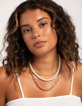 RSQ Pearl Chain Layered Necklace