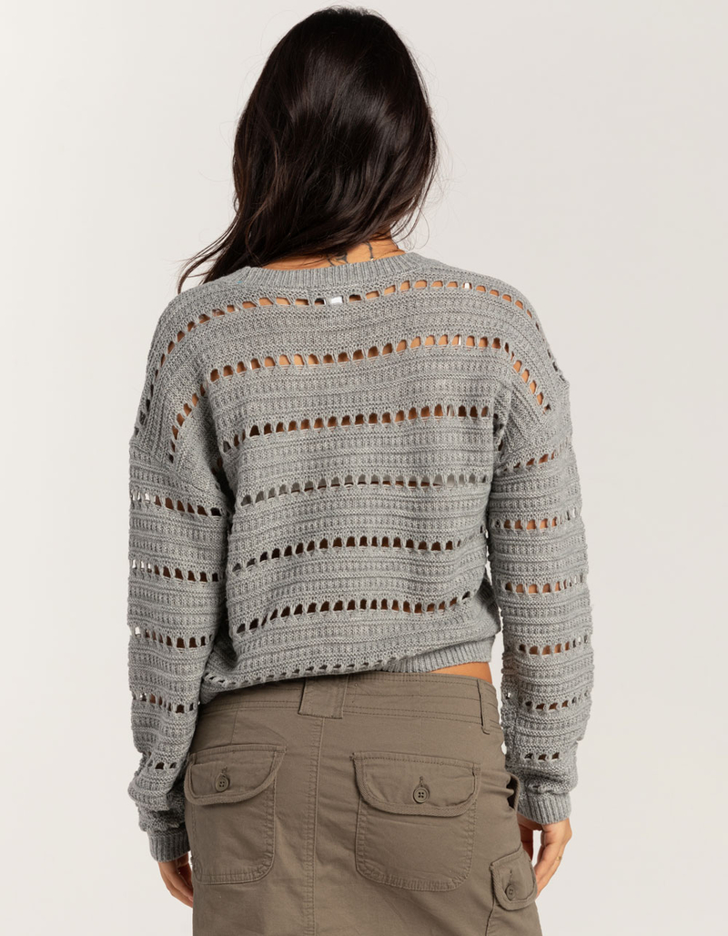 RSQ Womens Open Stitch Cropped Sweater image number 3