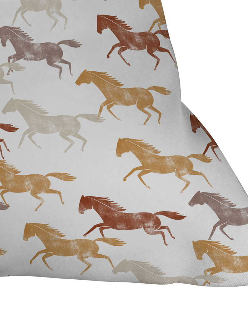 DENY DESIGNS Little Arrow Design Co Wild Horses Orange 16"x16" Pillow image number 1