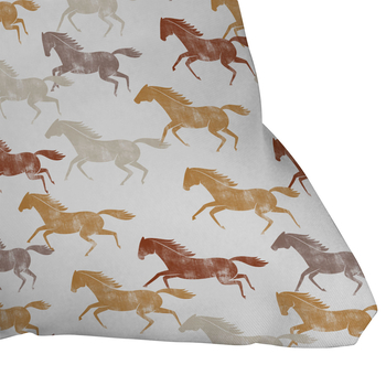 DENY DESIGNS Little Arrow Design Co Wild Horses Orange 16"x16" Pillow