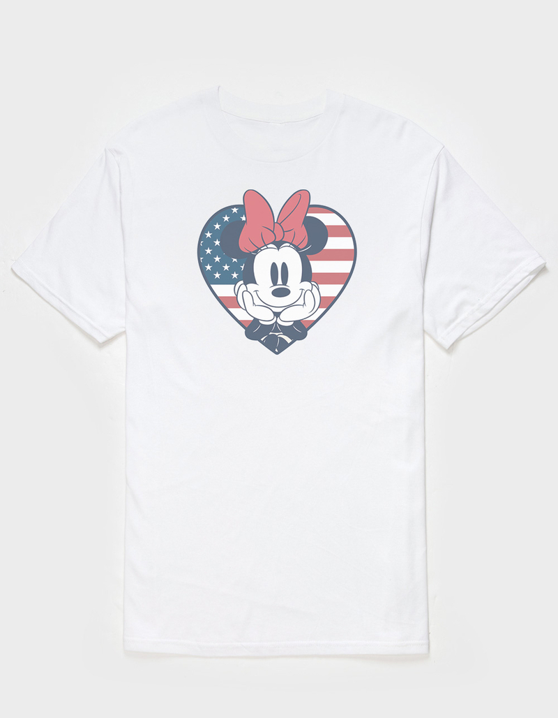 DISNEY Minnie Mouse Flag Heart Unisex Tee image number 0