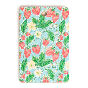 DENY DESIGNS Jacqueline Maldonado Strawberries Watercolor Rectangle Cutting Board