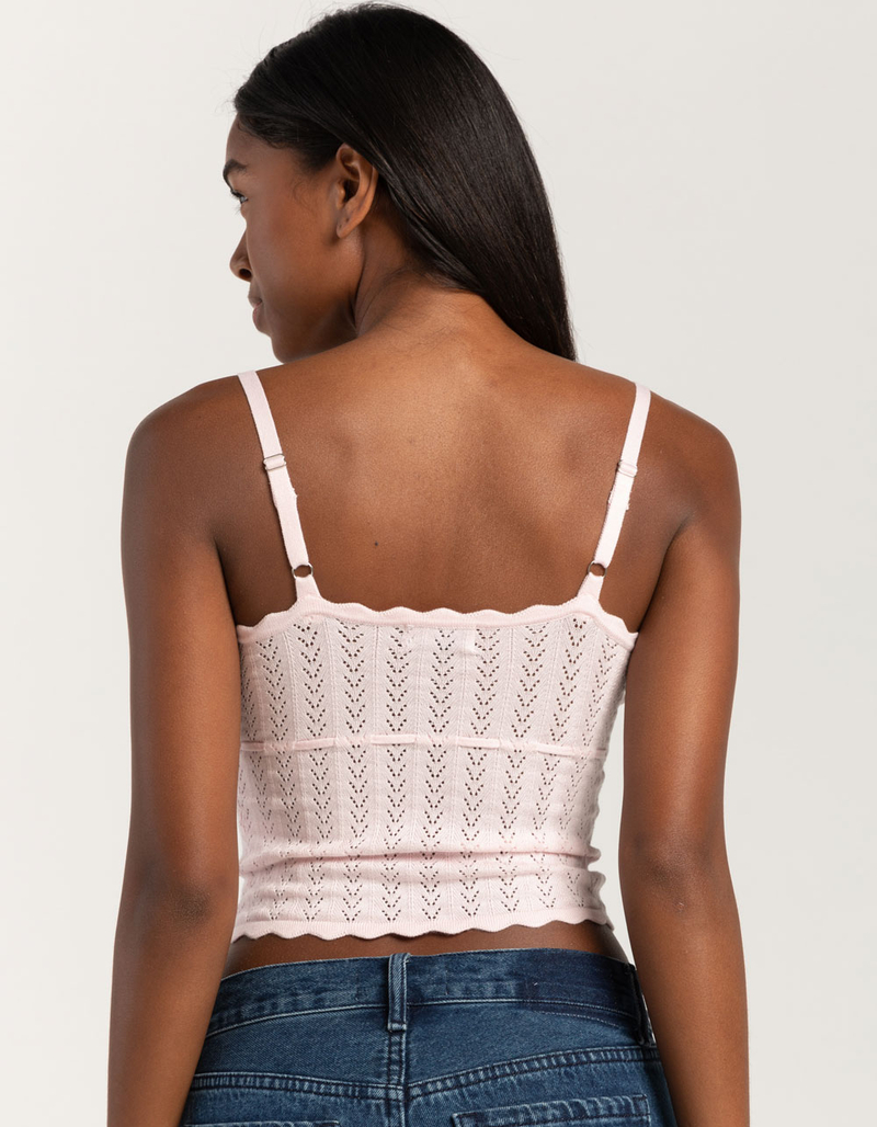 LOVE KNITS NYC Pointelle Rib Womens Tank Top image number 3
