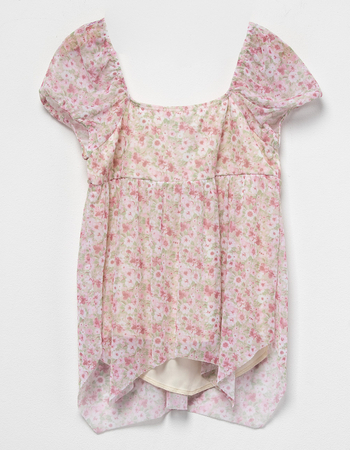 RSQ Floral Mesh Girls Babydoll Top