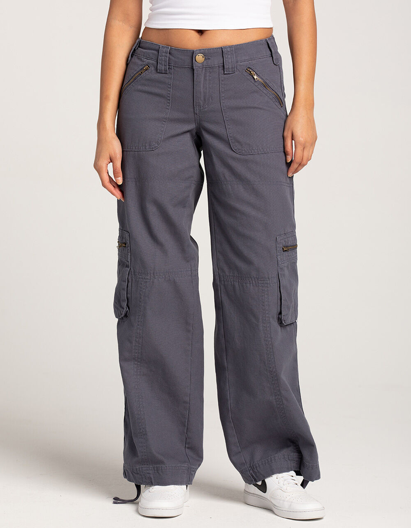 RSQ Womens Low Rise Overdye Cargo Zipper Pants image number 7