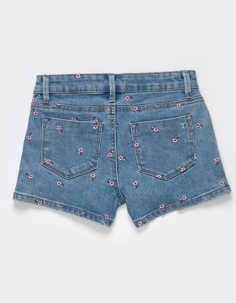 TRACTR Brittany Embroidered Floral Girls Denim Shorts image number 1