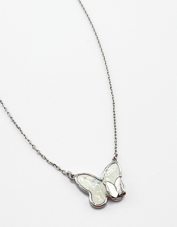 DO EVERYTHING IN LOVE 14K White Gold Dipped Dainty Butterfly Necklace