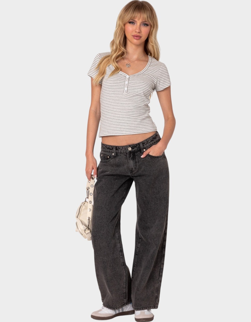 EDIKTED Petite Raelynn Washed Low Rise Jeans image number 1
