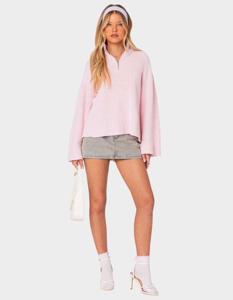 EDIKTED Amour High Neck Oversized Zip Sweater image number 1