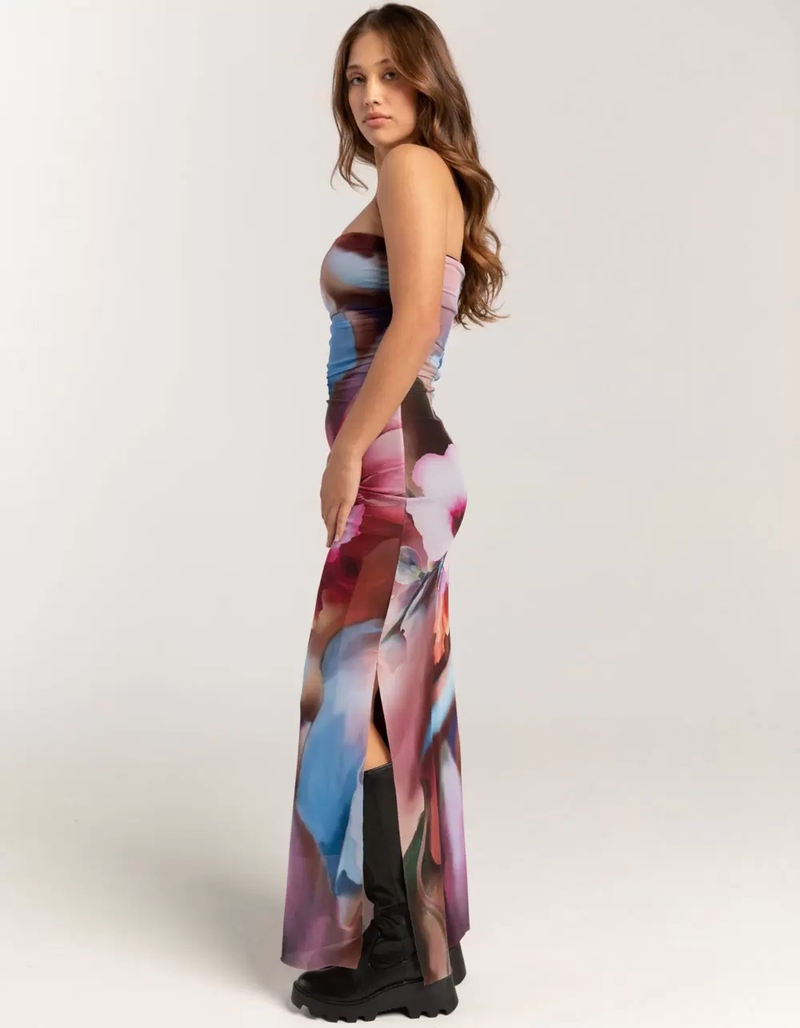 WEST OF MELROSE Printed Mesh Womens Tube Maxi Dress image number 6
