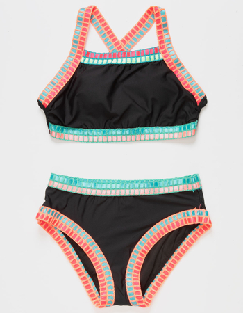 BEACH LINGO Embroidered Trim Girls Bralette Bikini Set