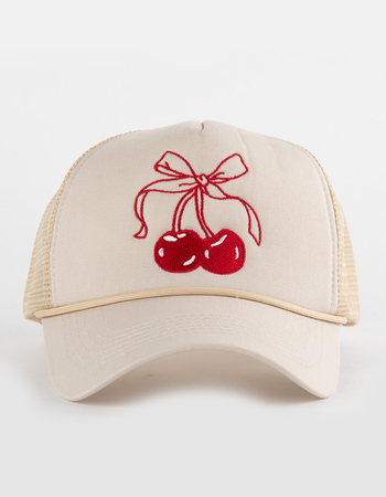 Cherry Bow Womens Embroidered Trucker Hat Alternative Image